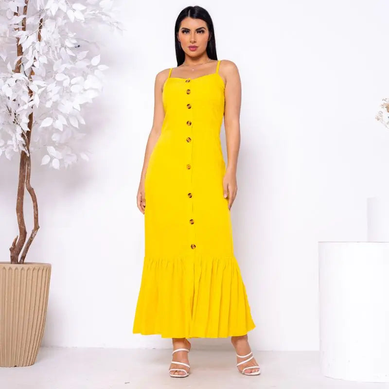 Vestido Longo Babado FashionFit com Alcinha Ajustável