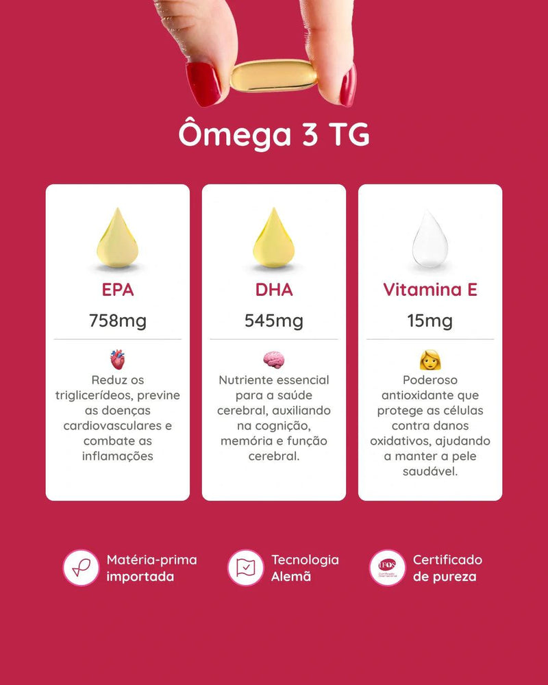 Ômega 3 TG 1000mg Rico em EPA e DHA com Vitamina E e selo IFOS - Expresso G