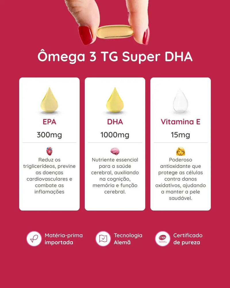 Ômega 3 Super DHA TG 1000mg para o cérebro Importado com Certificado Internacional de Qualidade IFOS - Expresso G