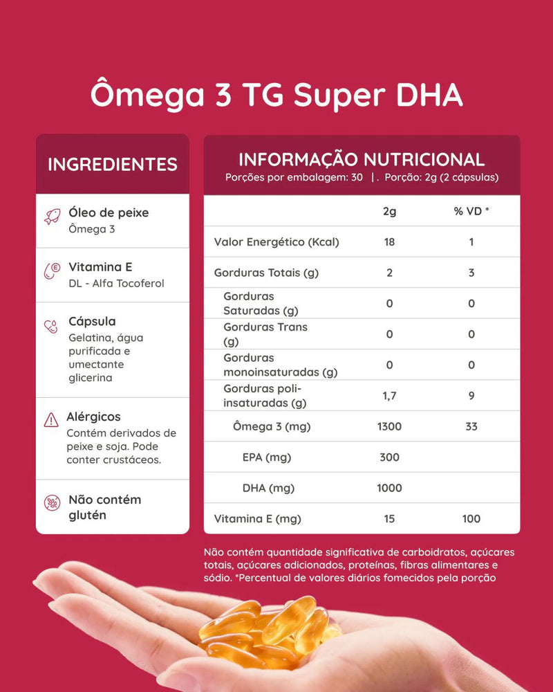 Ômega 3 Super DHA TG 1000mg para o cérebro Importado com Certificado Internacional de Qualidade IFOS - Expresso G